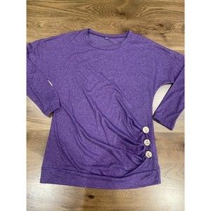 Purple Women's‎ Cotton Knit Tunic Cottage Core Cinch Flattering Size  Large